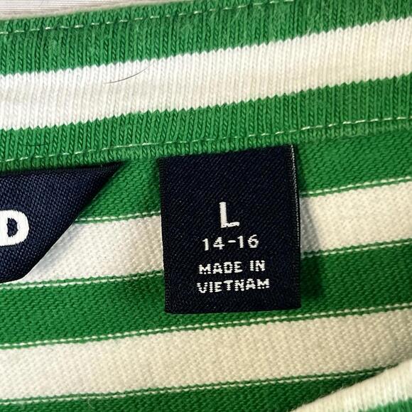 Lands End Green White Striped 100% Cotton Top Women’s Size Large EUC - Picture 8 of 9